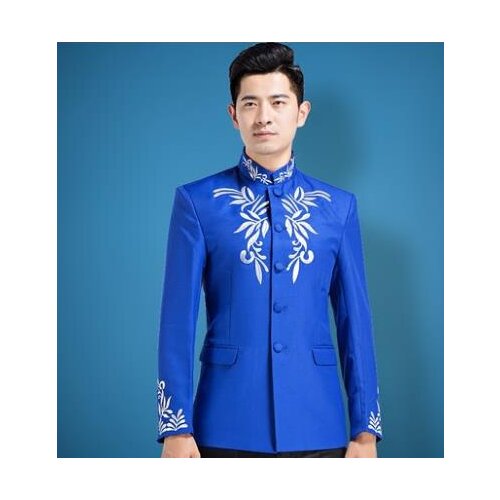 Chinese tunic blazer men formal dress latest coat pant designs suit men stand collar embroidery marriage wedding suits for mens