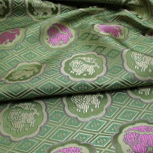 CF964 Green with Pink Jacquard Brocade Silky Fabric/Decoration Clothes,Cushion,Clothings Chinese Style Fabric,Sewing Material