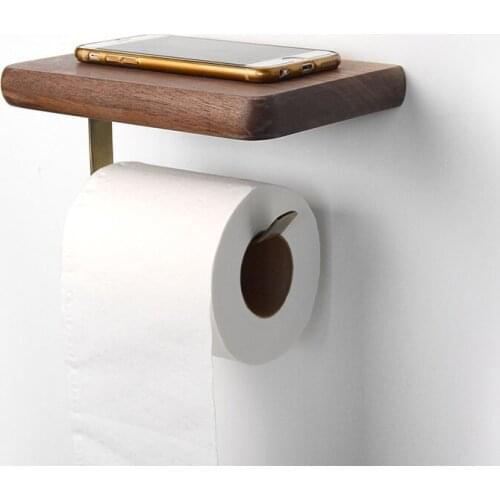 Black walnut roll holder Wood towel rack tissue box Toilet paper holder Toilet paper holder Shelf Storage rack Bathroom supplies