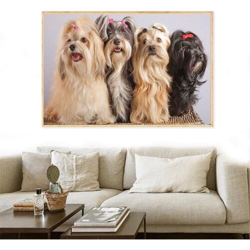Kids Room Decor Cute Newfoundland Dog Shihtzu Fluffy Dogs Poster Nordic Pug Sennenhund Wall Pictures for Living Room