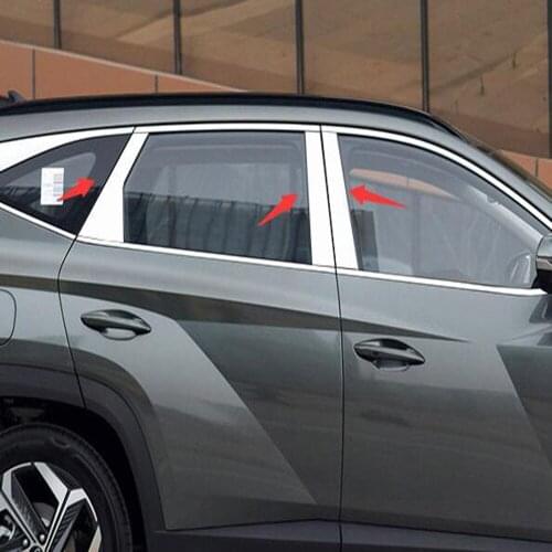 For Hyundai Tucson NX4 2021 2022 Stainless Steel Car Window Center Pillar Cover Trims B+C Pillars Frame Auto Accessories