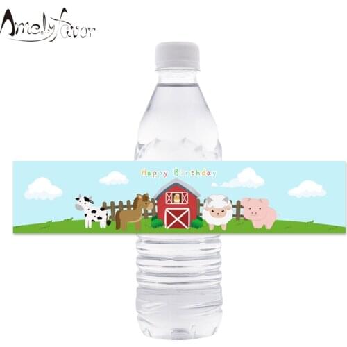 Farm Animals Theme Bottle Wrappers Kids Birthday Party Decorations Supplies Farm Animal Decoration 24PCS Labels Baby Shower