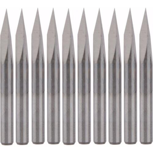 10Pcs 25 Degree Carbide Steel CNC Router Pyramid engraving Bits 0.1mm