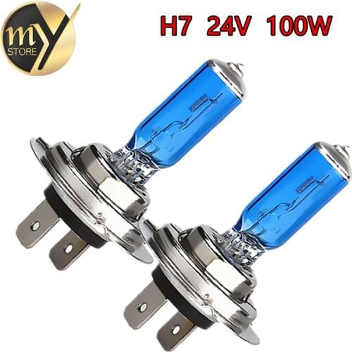 2pcs 24V H7 100W Halogen Bulb Super Bright Fog Lights High Power Car Headlight Lamp Car Light Source parking White 6000K