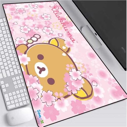 Kawaii bear anime mouse pad gaming large RGB office game accessories dask pad LED light household carpet pad waterproof non-slip