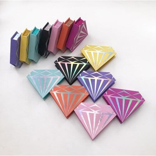 Wholesale diamond box for 25mm dramatic strip mink eyelashes customized private label packaging