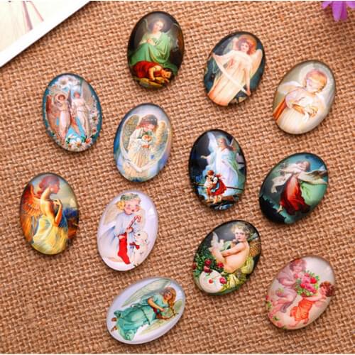 Noble Angel 13x18mm/18x25mm/30x40mm Oval Photo Glass Cabochon Demo Flat Back Making Findings Jewelry Making