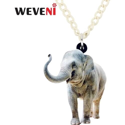 WEVENI Acrylic Happy Jungle Elephant Necklace Pendant Chain Choker African Wild Bijoux Jewelry For Women Girls Femme Gifts Gift