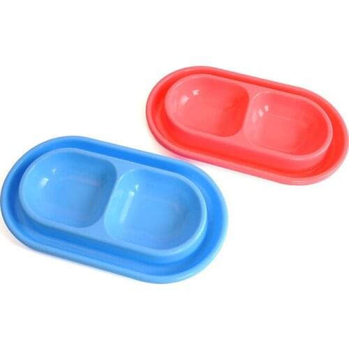 Puppy Dog Cat plastic bowl 2 in 1 small pets feeding bowl plastic bowl shape Assorted colors supply