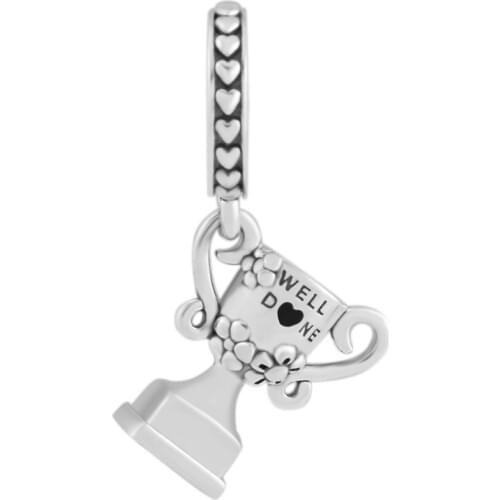 Fits For Pandora Charms Bracelets Achievement Trophy Beads with Lilac Enamel 100% 925 Sterling-Silver-Jewelry Free Shipping