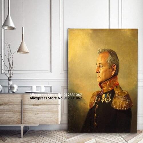 General Bill Murray Portrait Painting Printed on Canvas HD Print Oil Painting Art Mural Living Room Home Decoration