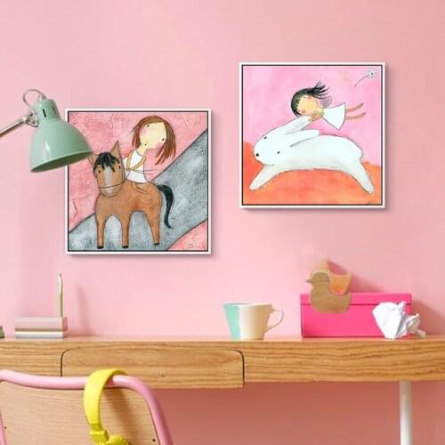 Nordic Girls princess room Posters and Prints Canvas Art Painting Wall Art Nursery Decorative Picture Morden Kids Decoration