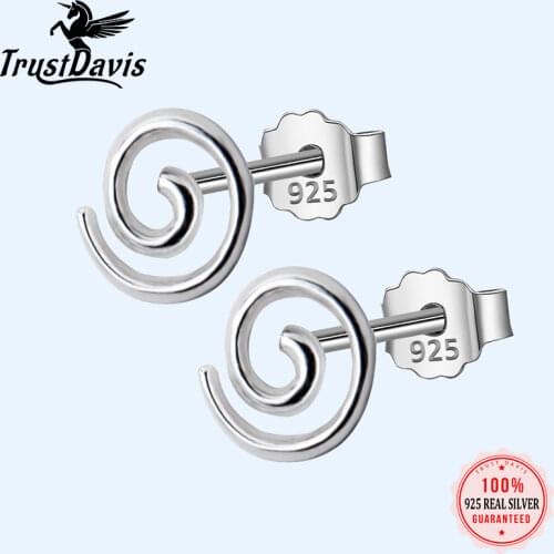 Trusta 100% 925 Sterling Silver Jewelry Fashion Tiny 6mmX6mm Hollow Round Triangle Stud Earrings Gift For Girls Kids Lady DS285