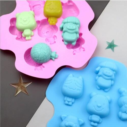 6 Cavity Silicone Cake Mould Cartoon Various Characters Collection Chocolate Mould