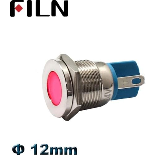 FILN 12mm 12V metal Led Indicator Light pilot lamp car signal light red green blue white amber signal light