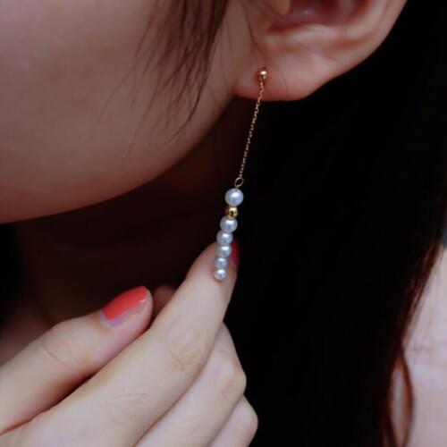 Sinya 18k gold tassel earring with natural round pearls tassel drop earring in Au750 gold for Women girls Mum 2019 News