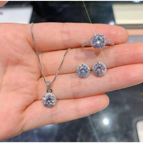 Woman Gifts 925 Silver Moissanites Necklace 1Ct,2ct Gemstone Design Fine Engagement LESF Jewelry