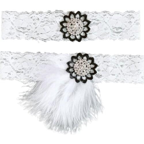 2 Pieces Womens Bride Lace Flower Leg Garter Floral Feather Thigh Strap