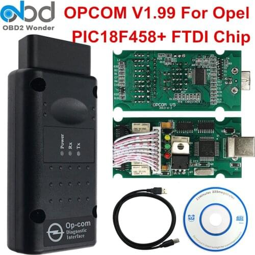2020 OP-COM V1.99 For Opel Auto Diagnostic Tool OPCOM OP COM 1.99 PIC18F458 FTDI Chip OBD 2 OBDII Interface Scanner A++ Auality