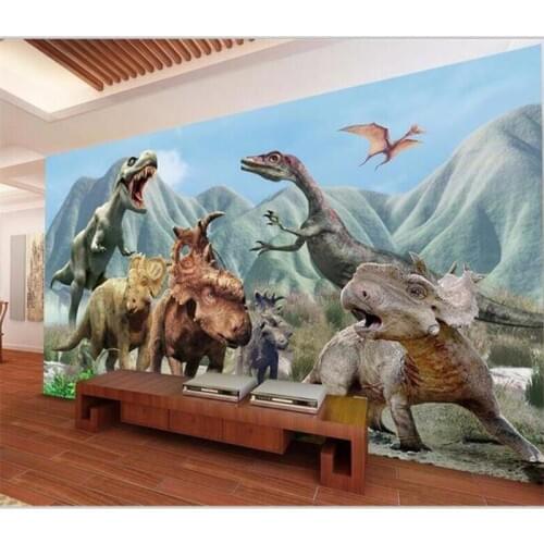 Beibehang 3d large wall mural wallpaper HD Jurassic dinosaur hegemony through time space children backdrop custom silk photo