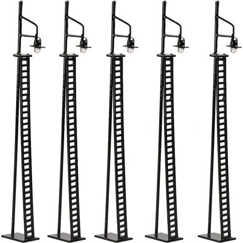 5pcs Model Train 1:75 Single Head Platform Lights with Ladder HO OO Scale Lamp LEDs Mini 12.5cm RH4213