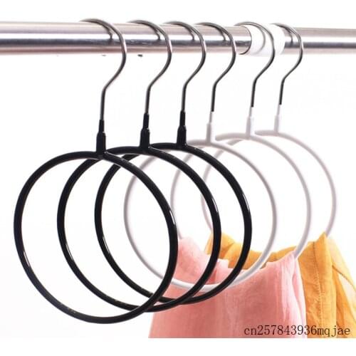 50pcs Circle Ring Hanger Coating Metal Rack for Scarf Tie Belt and Towel White Black Non slip Hangers