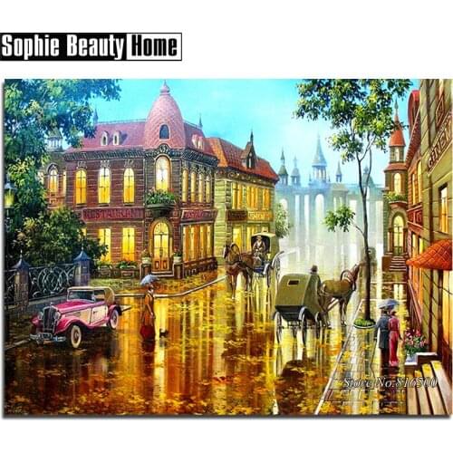 5D Diy Diamond Painting Carriage On Street Cross Stitch Pattern Full Diamond Embroidery Diamond Mosaic Needlework Decor 187120