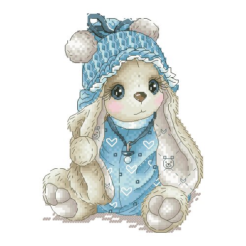 6-Single color embroidered picture couple under tree Counted Cross Stitch Kit Cross stitch cross stitch Baby blue rabbit