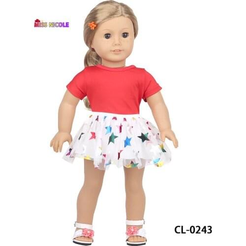 Doll accessories Fashion Doll Dress Princess Red five-pointed Star Gauze Skirt Clothes For 43 Cm New Baby Born Doll For DOLL