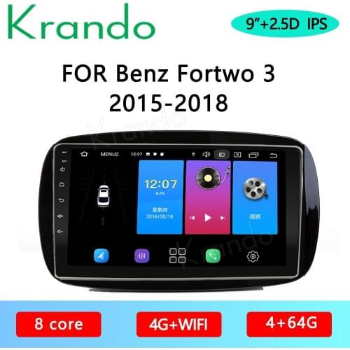 Krando Android 10.0 9" IPS Full Touch Car Multimedia Radio Benz Smart Fortwo C453 A453 W453 2015-2018 Audio GPS Carplay DSP WIIF