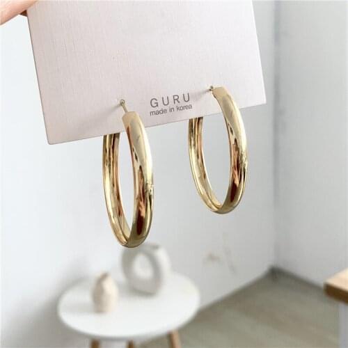 DAVINI Big C Hoop Earrings Gold Silver Color Metal Circle Ear Studs For Women Female Statement Earrings Jewelry Punk Style MG90