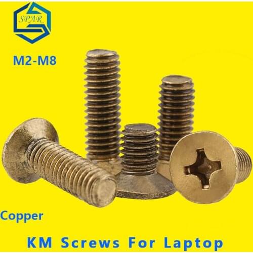 KM Cross Phillips Flat Countersunk Head Screw Bolts SSD Electronic Repair Screws Accessories For Laptop SS33 Copper