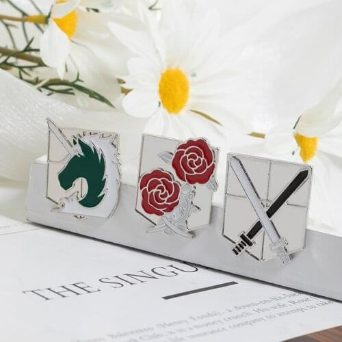 New Anime Brooch Attack on Titan Metal Brooches Pins Wings of Liberty Stationary Guard LOGO Pin Gifts Jewelry