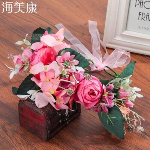 Haimeikang Floral Crown Headband for Girls Bride Bridesmaid Wedding Hair Accessories Holiday Party Stylish Headwear Photo Props