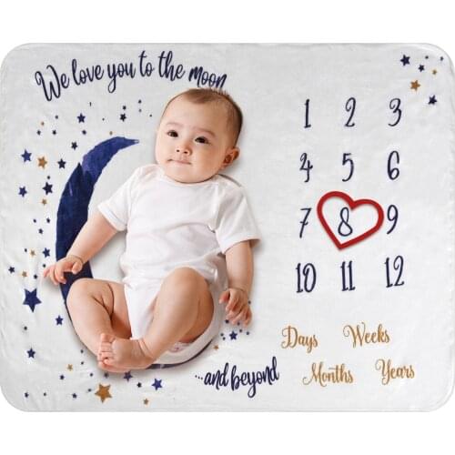 Baby Blanket & Wrapped Rainbow Soft Flannel Baby Monthly Milestone Blanket Personalized Memory Blanket with Frames for Babies