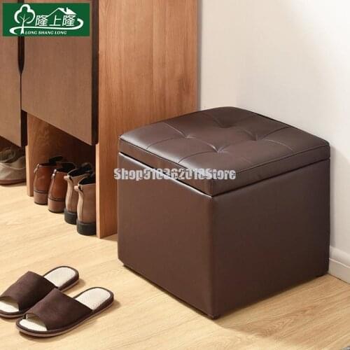 Household Small Stool Clothing Store Sofa Stool Door Shoes Changing Stool Shoes Wearing Stool Leather Stool Storage Stool Fittin