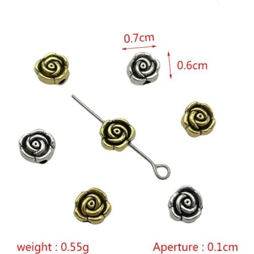JunKang Metal rose flower lantern ball square spacer bead gasket DIY bracelet jewelry crafts alloy connector making accessories