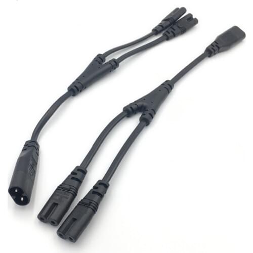 1PC IEC 320 C8 2Pin Male to 2 x C7 Female Y Split Power Cable About 28CM