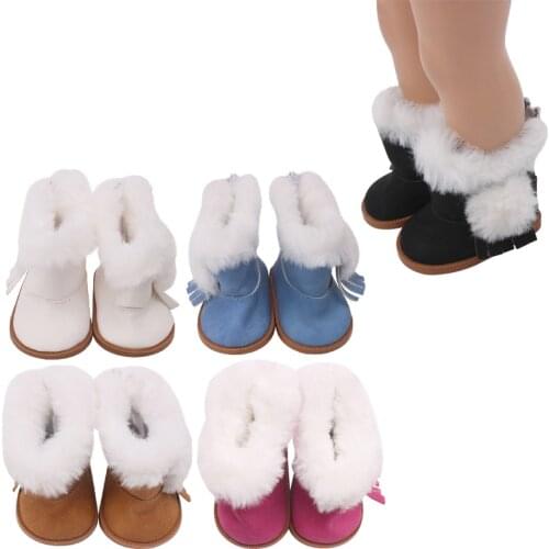 18 inch Girls doll shoes Winter plush boots American newborn shoe Baby toys fit 43 cm baby dolls s207