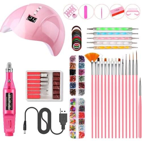 Nail Set for Manicure Kit UV Led Lamp With Electric Drill Machine Nail Gel Polish Varnish Pedicure Nail Extension Tools