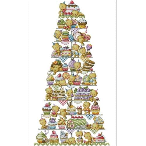 White Lovely Counted Cross Stitch Kit Sweet Bears Bear Ten Floor Cake Dessert Lollipop SO