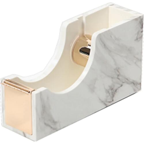 Marble Print Tape Dispenser Desk Adhesive Tapes Dispensers Holder with Gold 1" Metal Core for Office School Home Desk Supplies