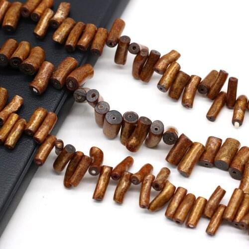 Irregular Cylindrical Bead Gold Artificial Corals Stone Coral Beads for Jewelry Making DIY Necklace Bracelet Size 4x16-10x15mm