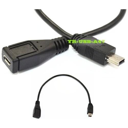 New Charge USB Data Cable USB 2.0 Mini 5-Pin Male to Micro Female Adapter 0.25M GDeals