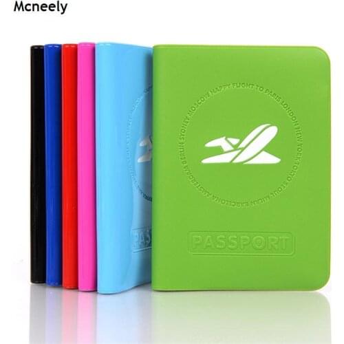 Mcneely Colorful PVC Passport Holder For Men, 3D Design PVC Leather Travel Passport Wallet Passport Cover With Plane Logo