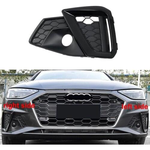 For Audi A4L Sports Version 2020 Fog Light Cover Front Bumper Lower Grille Fog Lamp Cover All Black