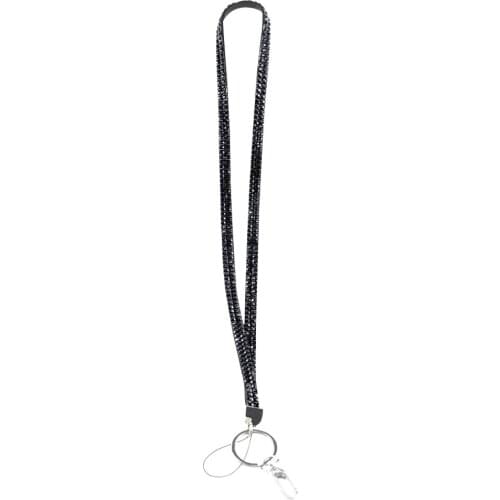 Cellphone Lanyard Rhinestone ID Badge Hanging Rope with Sparkly Drill Card Key Holder Ring