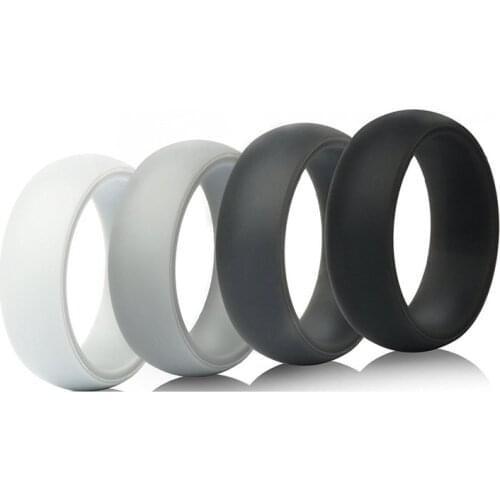4pcs/lot Food Grade FDA Silicone Ring Hypoallergenic Crossfit Flexible Camouflage Rubber Finger Ring 8mm Silicon Rings 6-12 Size