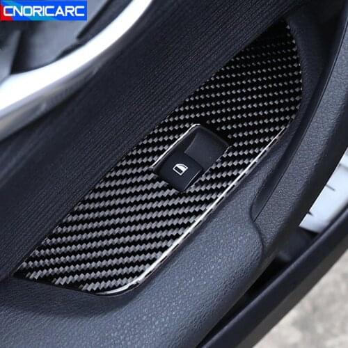 Car Styling Carbon Fiber Window Glass Lifting Buttons Decoration Frame Cover For BMW X1 E84 2011-2015 Interior Sticker Trim