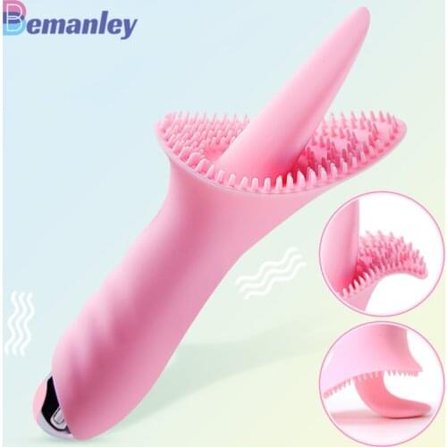 Tongue Licking Vibrator Female Silicone Dildo Clit Sucker G-spot Stimulator Sex Games Masturbation Erotic Sex Toys for Women